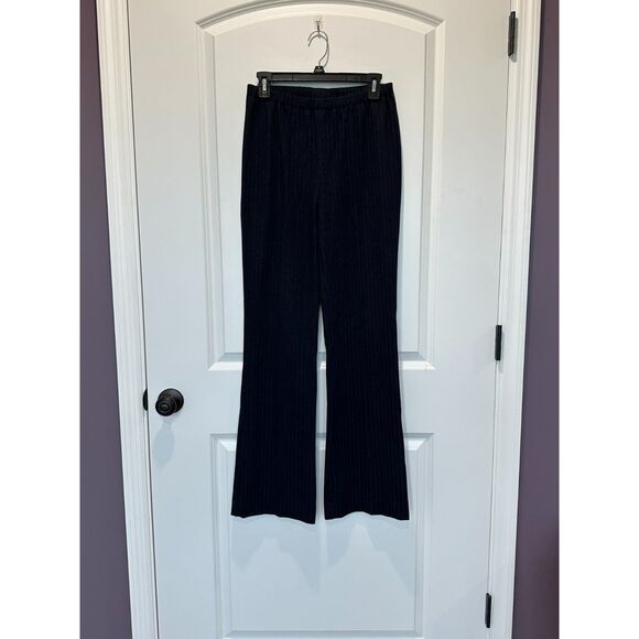 Basler Navy and White Pinstripe Pull-on Pintuck Pants Size 8 - Picture 1 of 7
